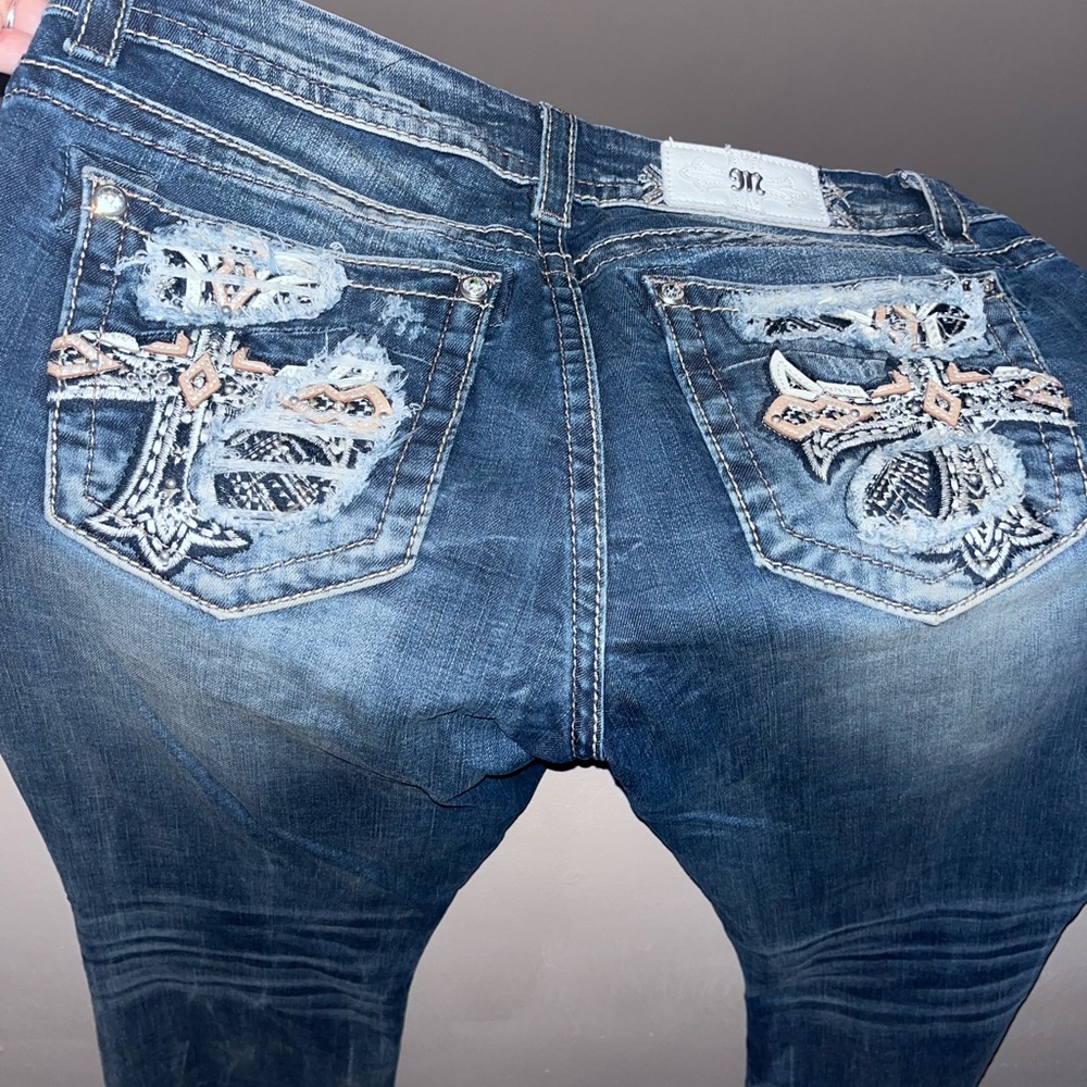 Miss Me Blue Skinny Jeans with Embellished Design